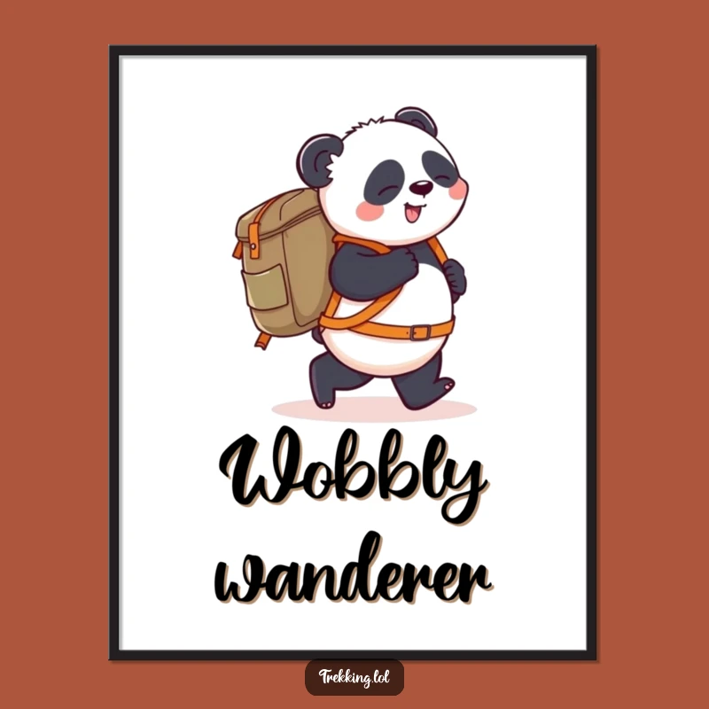 Funny Panda Poster: Playful Panda with Backpack, Humorous Travel Art