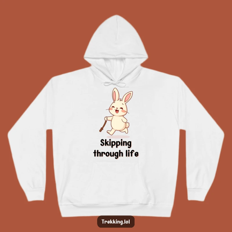 Funny Rabbit Hoodie: Cozy Cheerful Hopper Hoodie with Walking Stick Funny Gift