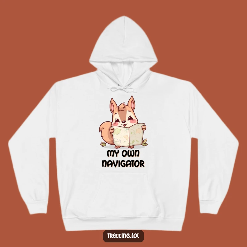 Cozy Funny Squirrel Map Hoodie: Warm Up with Humorous Adventure Art Gift