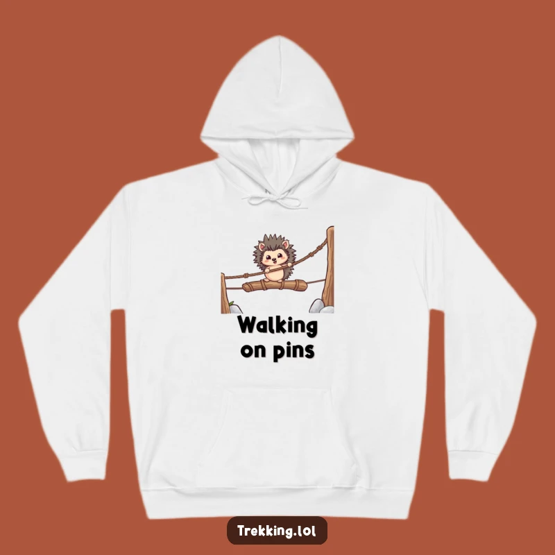 Funny Hedgehog Bridge Crossing Hoodie: Cozy Up on this Hilarious High-Wire Act