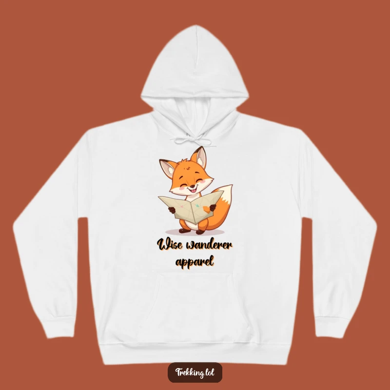Funny Cheerful Fox Map Hoodie: Grinning Navigator Comfort Gift
