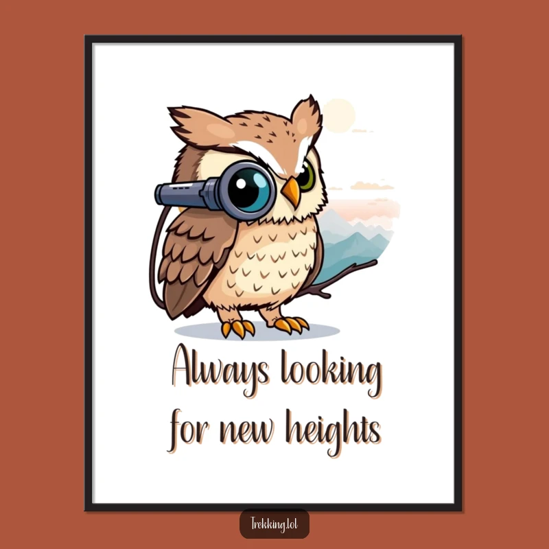 Free Printable Funny Owl Wall Art - Binoculars Peak View Downloadable Art for Home Decor
