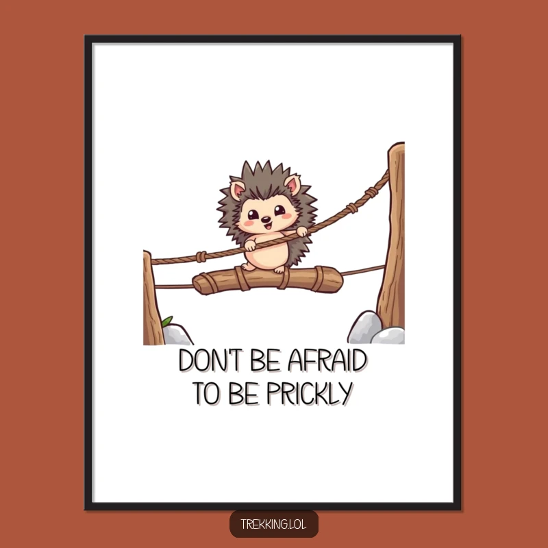 Free Printable Hedgehog Wall Art - Funny Brave Crossing Downloadable Art
