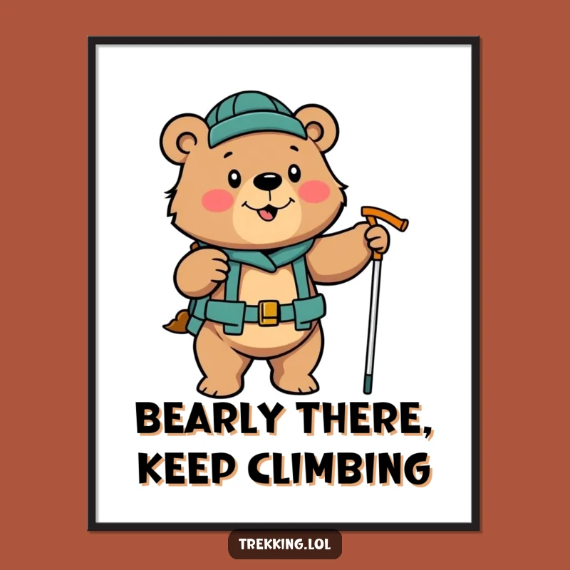 Free Printable Funny Bear Hiking Wall Art - Determined Downloadable Decor