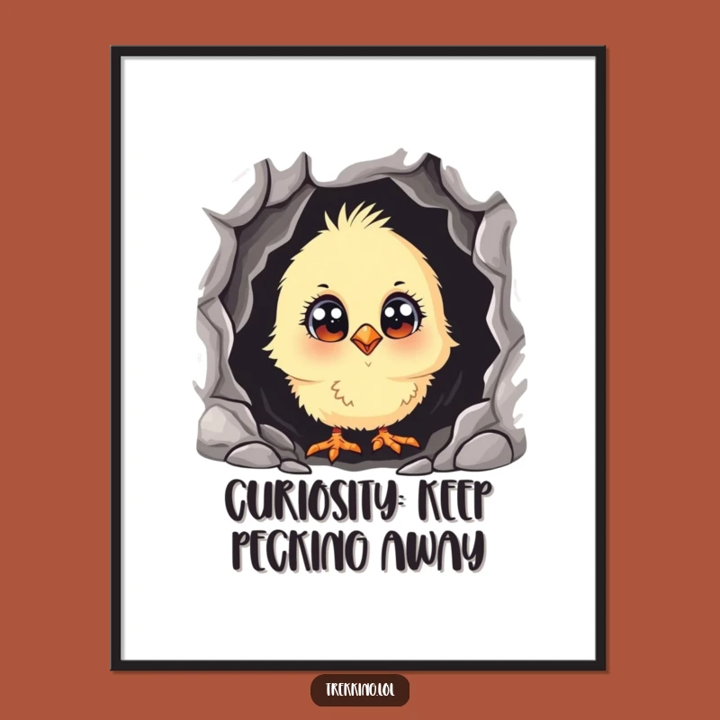 Free Printable Wall Art: Curious Chick Peeking Funny Downloadable Decor for Wonder