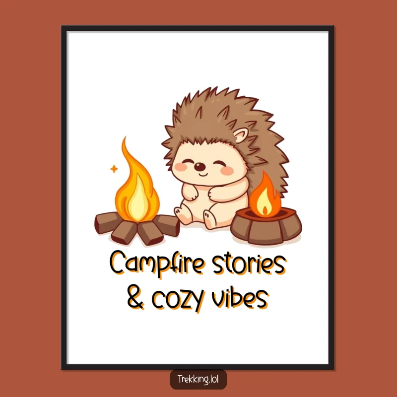 Free Printable Wall Art: Funny Hedgehog Campfire Sigh, Downloadable Art, Hilarious Home Decor