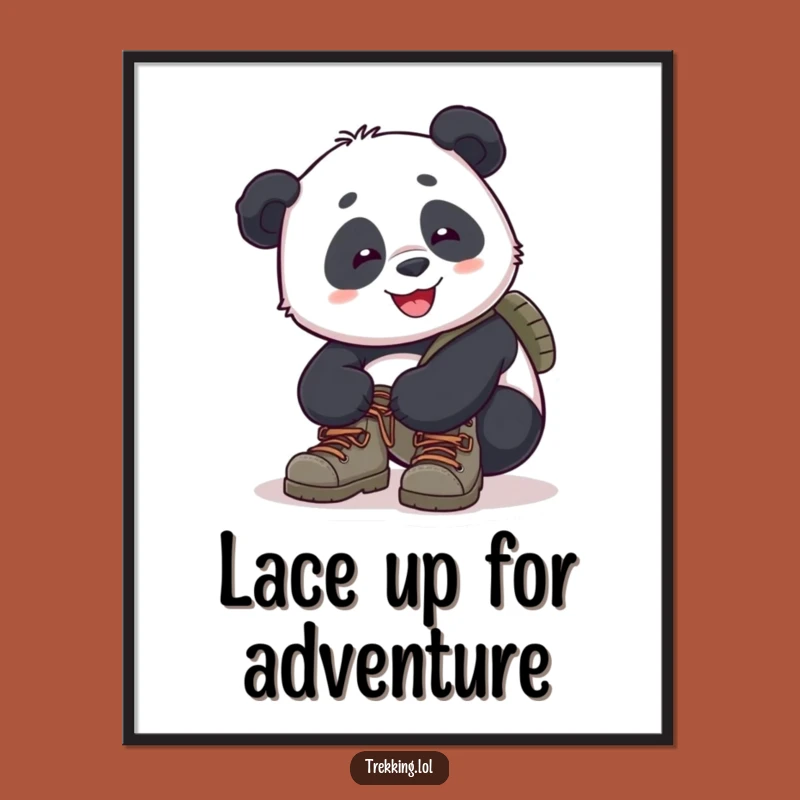 Free Printable Wall Art: Panda Tying Boots - Whimsical Downloadable Decor!