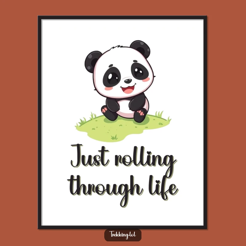 Free Printable Wall Art: Playful Panda Sliding - Joyful Downloadable Art for Happy Vibes