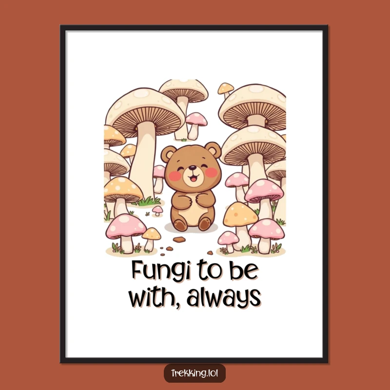 Free Printable Wall Art: Giggling Bear Mushroom Maze Fun Decor Downloadable Gift