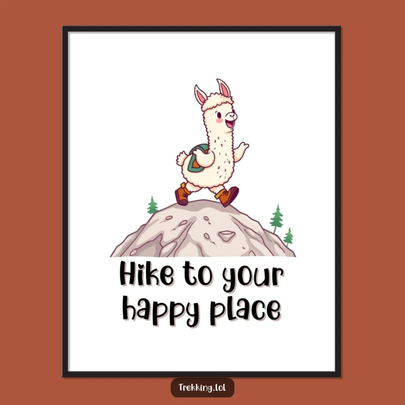 Free Printable Funny Alpaca Hiking Wall Art - Joyful Downloadable Decor