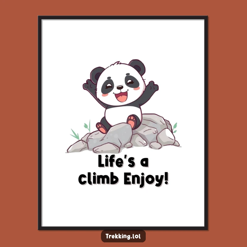 Free Printable Wall Art: Joyful Panda Climb, Downloadable Art, Motivational Decor