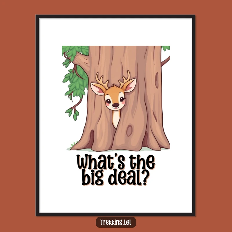 Free Printable Wall Art: Curious Deer Peek, Downloadable Art, Whimsical Nature Decor