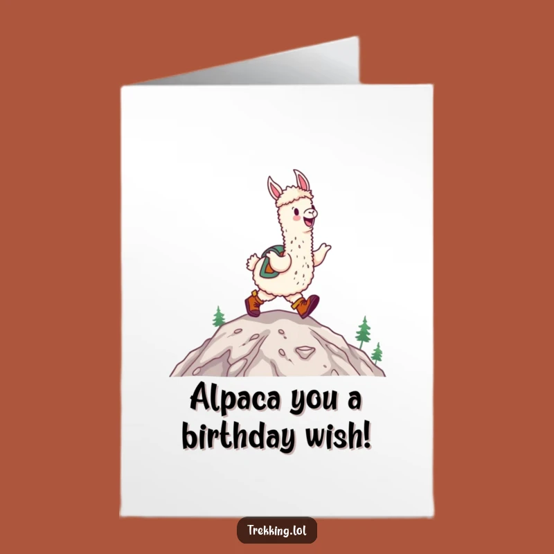 Free Printable Alpaca Birthday Card - Joyful Hiking Alpaca Funny Greeting