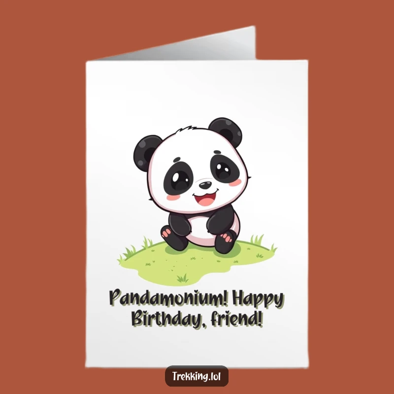 Free Printable Birthday Card: Playful Panda Sliding - Funny, Joyful Birthday Wishes Downloadable