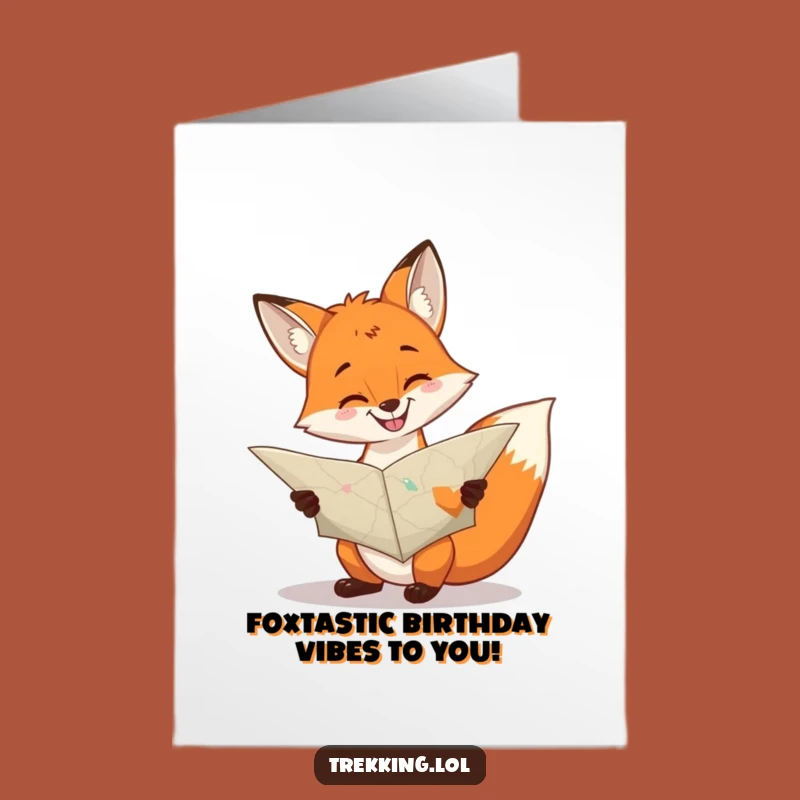 Free Printable Fox Birthday Card - Cheerful Map Fox Funny Greeting