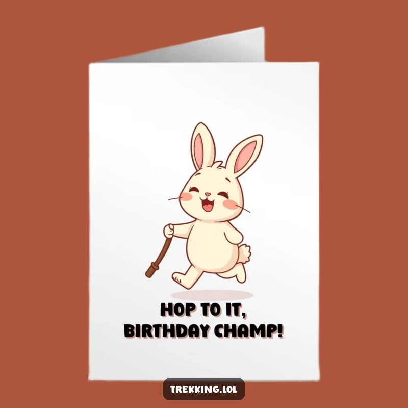 Free Printable Rabbit Birthday Card: Hoppy Trails Ahead Downloadable Greeting!