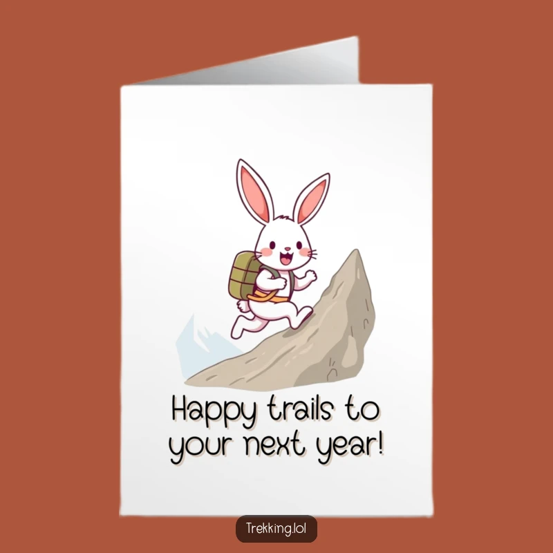 Free Printable Birthday Card: Happy Bunny Climbing Mountain - Adventure Downloadable