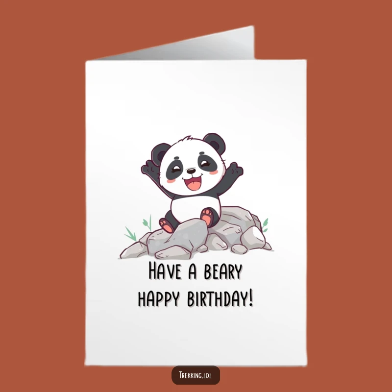 Free Printable Birthday Card: Joyful Panda Climb PNG, Downloadable, Funny Adventure Gift