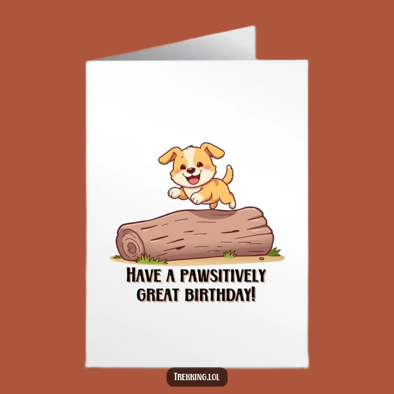 Free Printable Birthday Card: Playful Dog's Leap - Funny Downloadable Gift for Dog Lovers