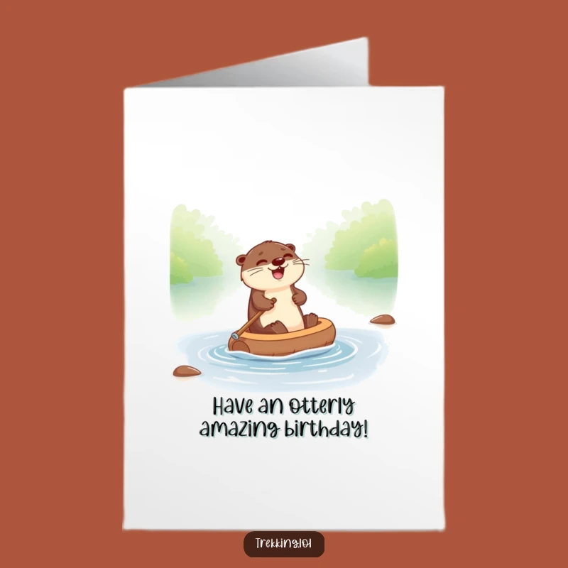Free Printable Birthday Card: Giggling Otter Rafting - Fun Water Downloadable