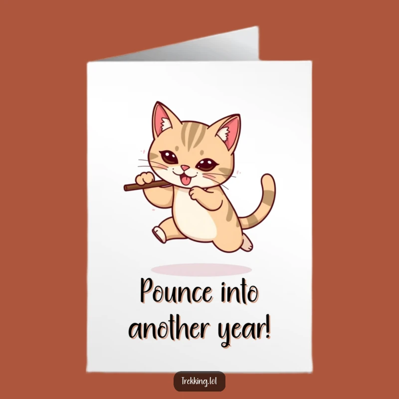 Free Printable Cat Leap Birthday Card - Funny Downloadable Gift for Adventurers
