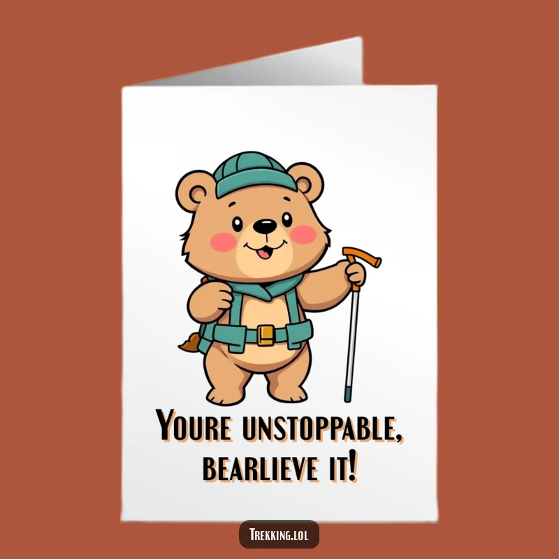 Free Printable Bear Congratulations Card - Determined Hiking Bear Funny Greeting