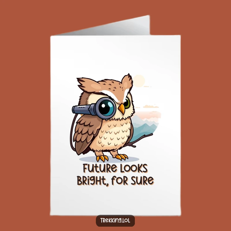 Free Printable Funny Owl Congrats Card - Binoculars Peak Success Downloadable Gift