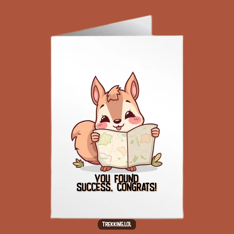 Free Printable Funny Congrats Card: Curious Squirrel Map Journey Downloadable Gift