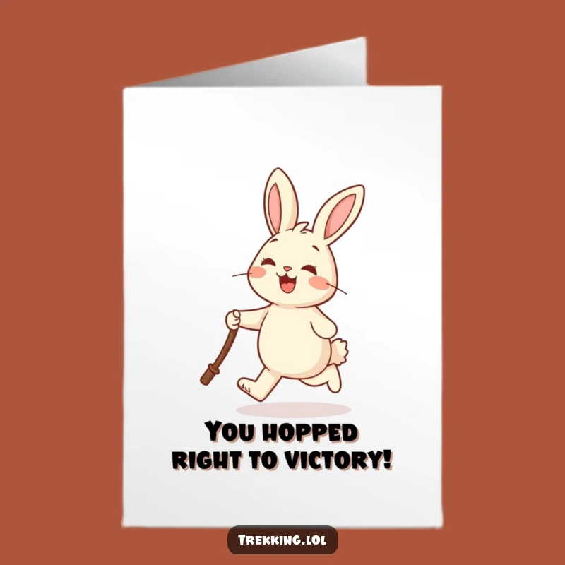 Free Printable Rabbit Card: Hopping to Success Congratulations Downloadable Greeting!