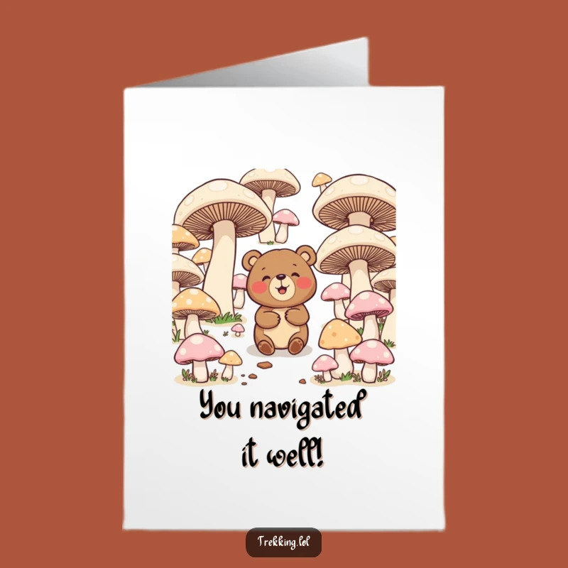 Free Printable Congrats Card: Bear Mushroom Maze Success Downloadable Gift
