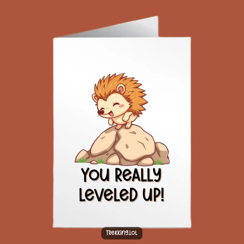 Free Printable Hedgehog Congrats Card: Rocky Climb Success, Perfect Downloadable Gift