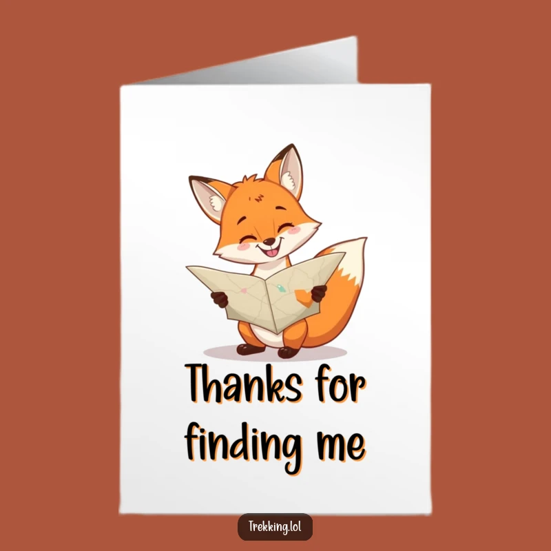 Free Printable Fox Thank You Card - Cheerful Map Fox Funny Greeting