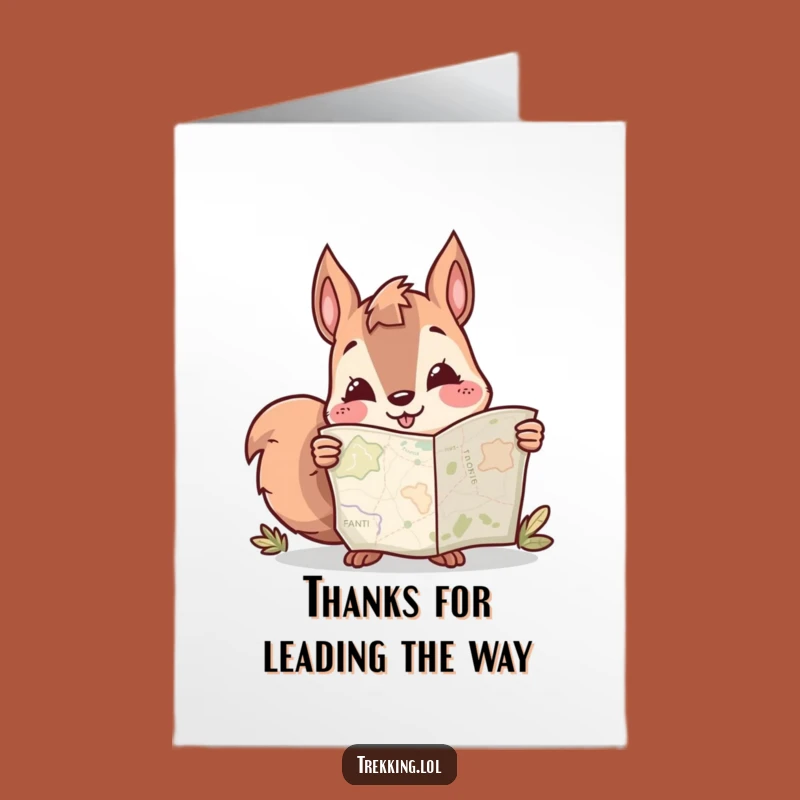 Free Printable Funny Thank You Card: Curious Squirrel Map Gratitude Downloadable Gift