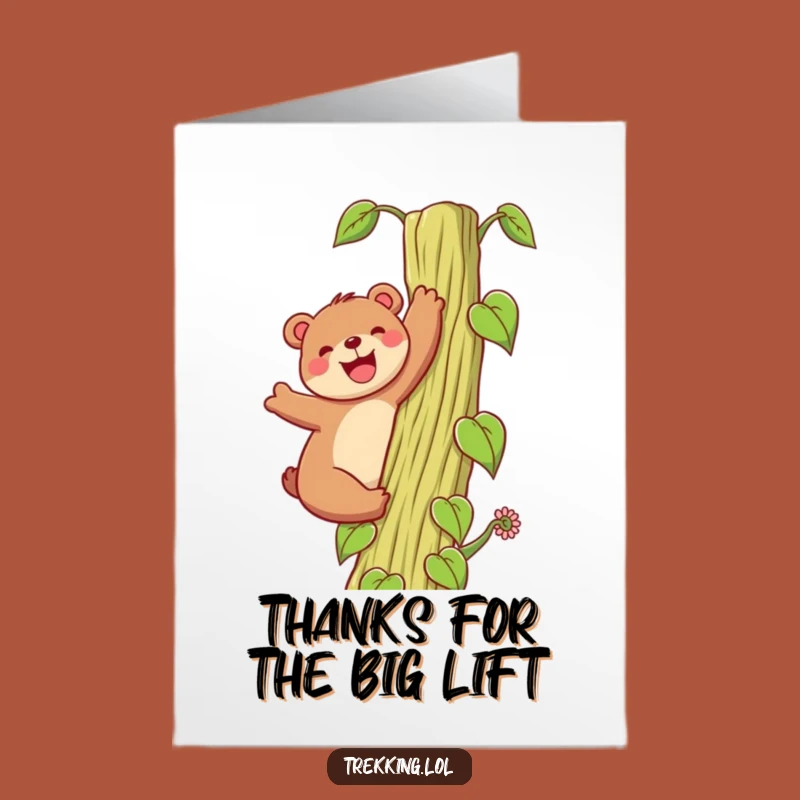 Free Printable Thank You Card: Bear Climbs Beanstalk to Express Big Thanks!