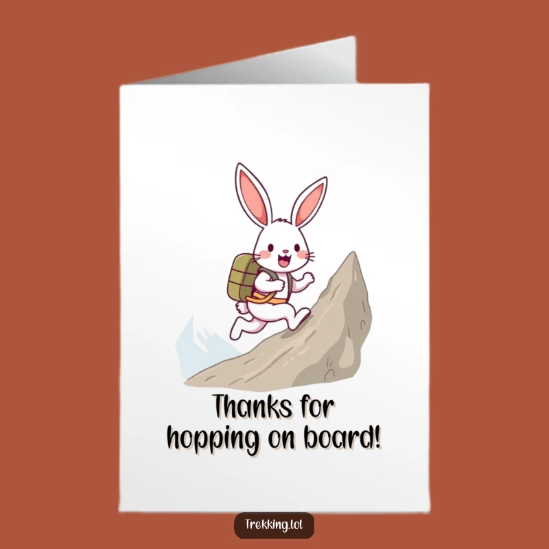Free Printable Thank You Card: Bunny Climbing Mountain - Grateful Downloadable