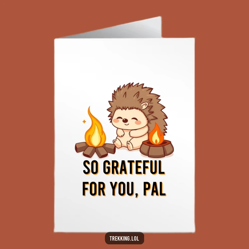 Free Printable Thank You Card: Funny Hedgehog Campfire Thanks, Downloadable, Heartfelt DIY Gift