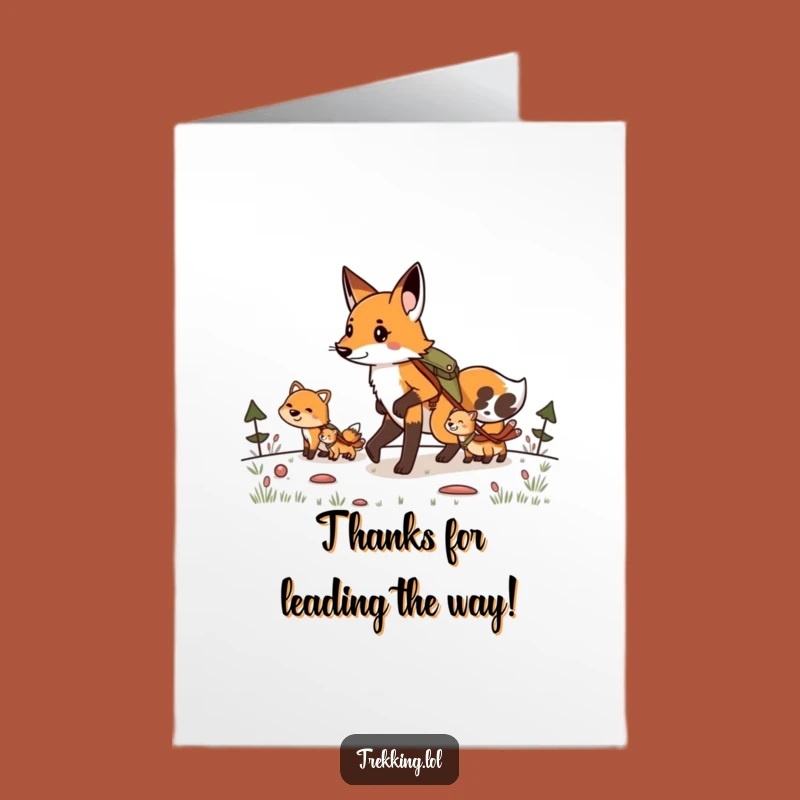 Free Printable Thank You Card: Fox's Guiding Hike - Funny Downloadable Gratitude Gift