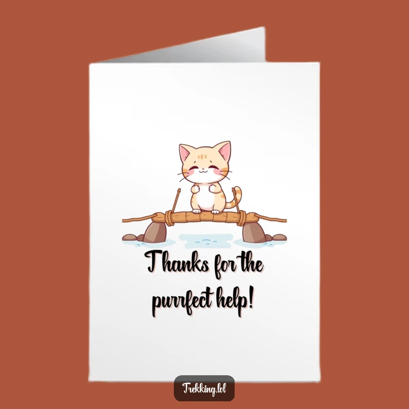 Free Printable Thank You Cat Card: Wobbly Bridge Gratitude Downloadable Gift