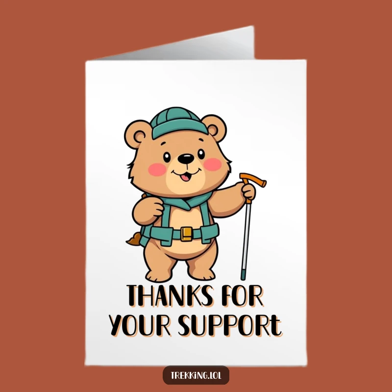 Free Printable Bear Thank You Card - Determined Hiking Bear Funny Greeting