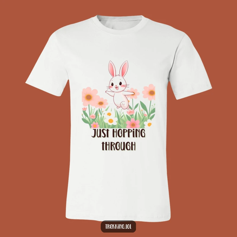 Funny Bunny Flower Field T-Shirt: Comical Casual Wear for Joyful Souls