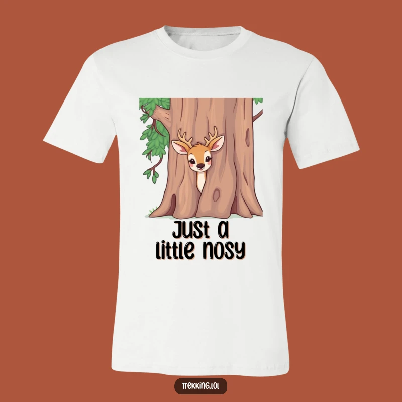 Funny Deer Peeking T-Shirt - Curious Woodland Creature Tee Gift