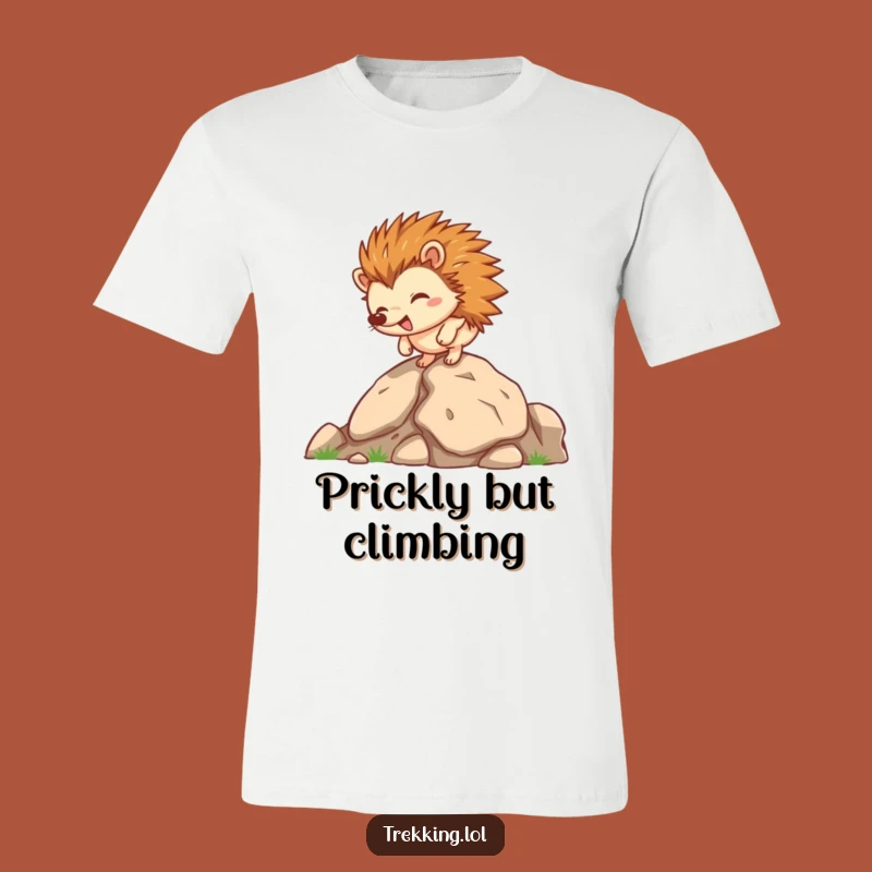 Funny Hedgehog Rocky Climb T-Shirt: Adventure and Humor for the Trail