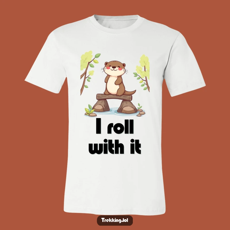 Funny Joyful Otter Balancing T-Shirt - Focused River Walker Tee
