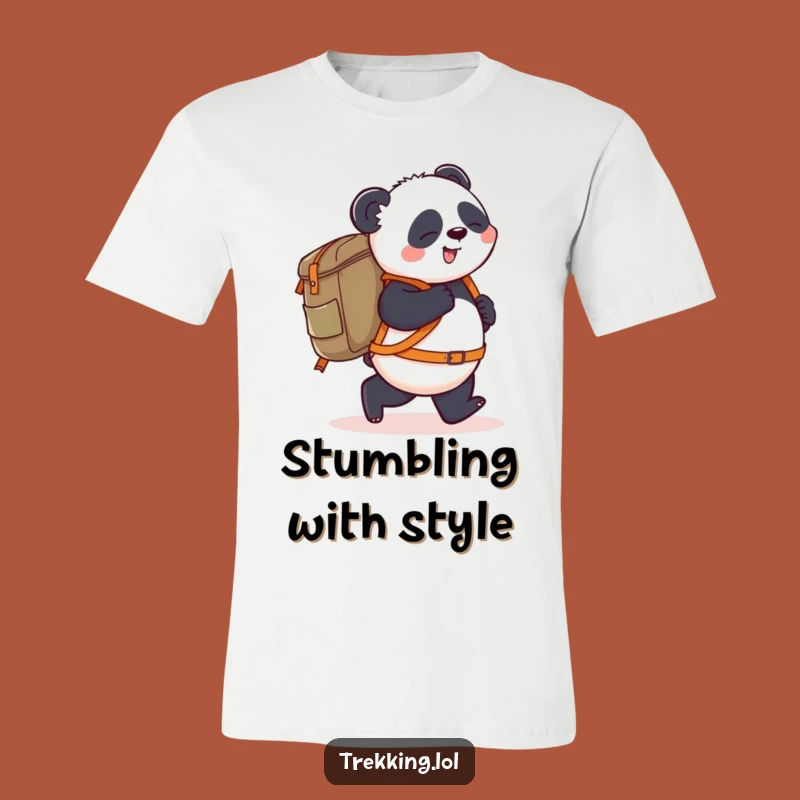 Funny Panda Backpack T-Shirt: Playful Stumbling Panda, Comfy & Hilarious Tee