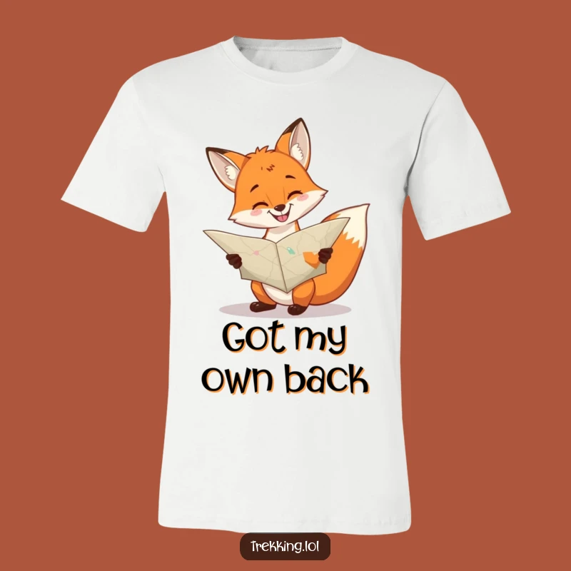 Funny Cheerful Fox Map T-Shirt: Grinning Navigator Tee Gift