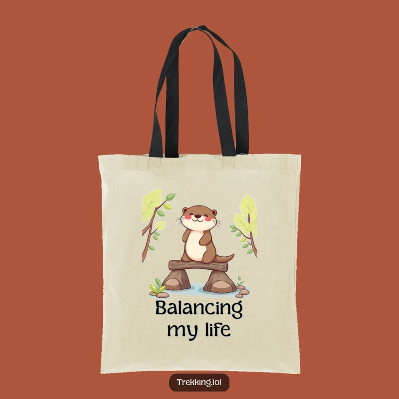 Funny Joyful Otter Balancing Tote Bag - Carry Your Essentials Steady
