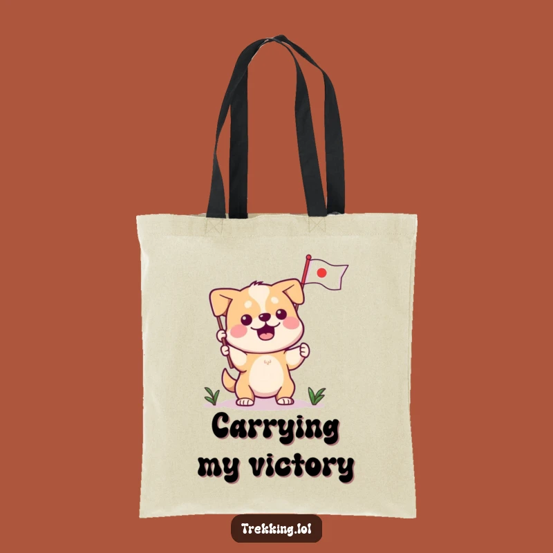 Funny Dog Planting Flag Tote Bag: Carry Your Triumphs with Style and Humor