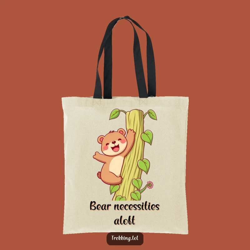 Funny Bear Beanstalk Tote Bag: Carry Your Day with a Climbing Bear
