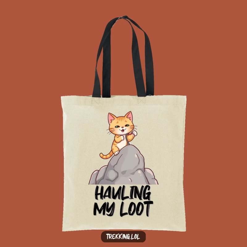 Funny Cat Grappling Hook Tote Bag: Durable Adventure Bag, Chic Funny Gift for Go-Getters