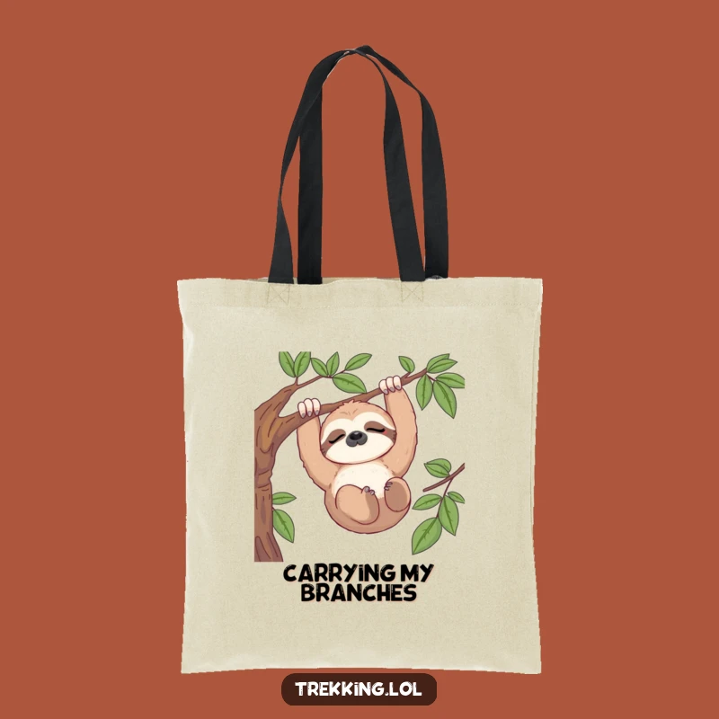 Funny Sloth View Tote Bag: Durable Relaxed Bag, Chic Funny Gift for Slow Living Enthusiasts